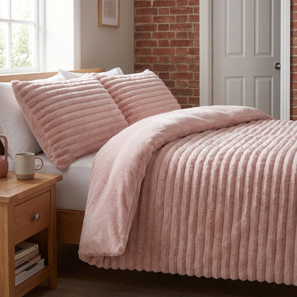 Colorado Faux Fur Duvet Set Blush King Image 6