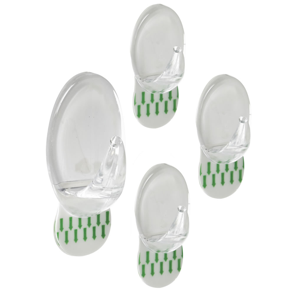 Wilko Clear Removable Oval Adhesive Hooks 4 Pack Image