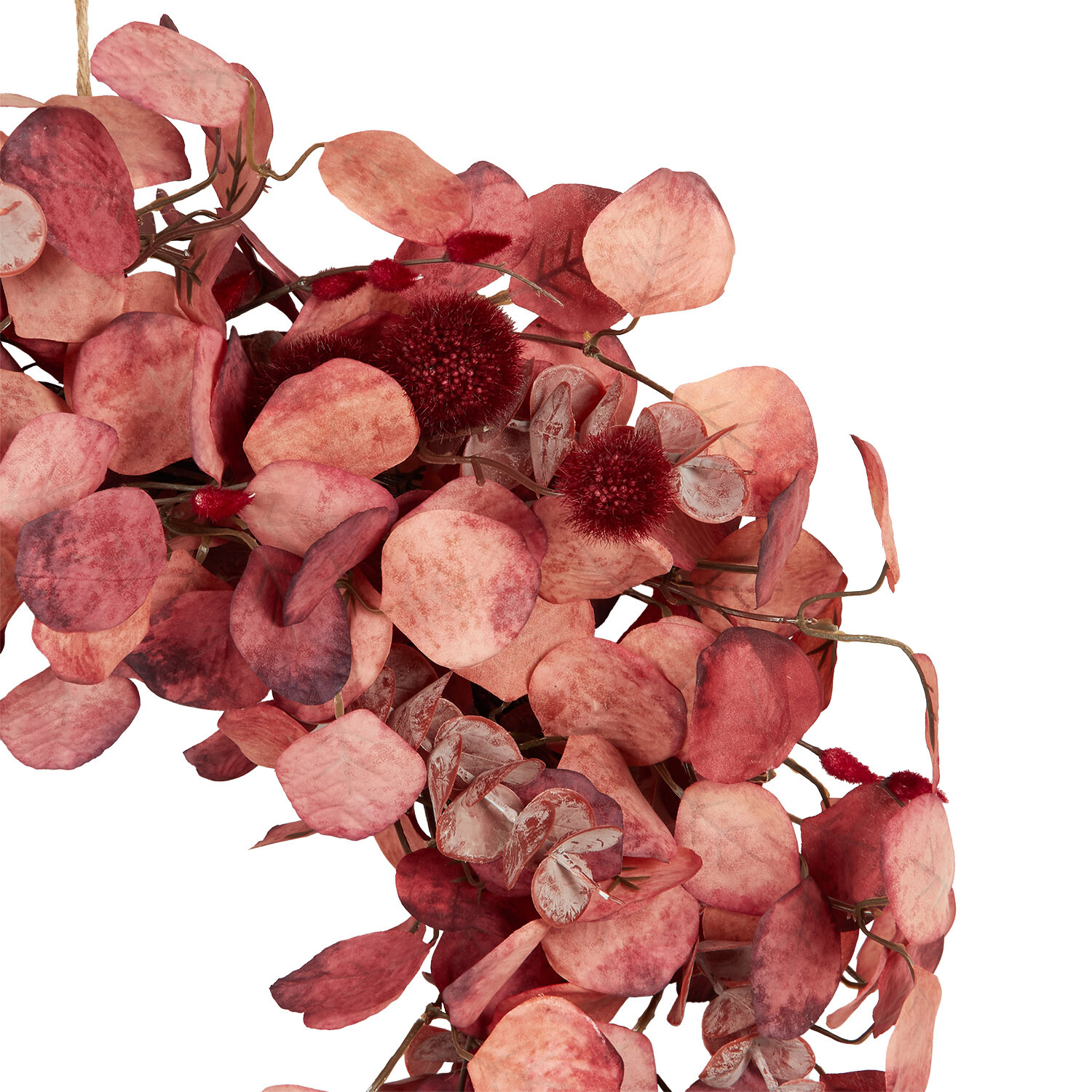 Burgundy Eucalyptus and Willow Wreath Burgundy Image 2