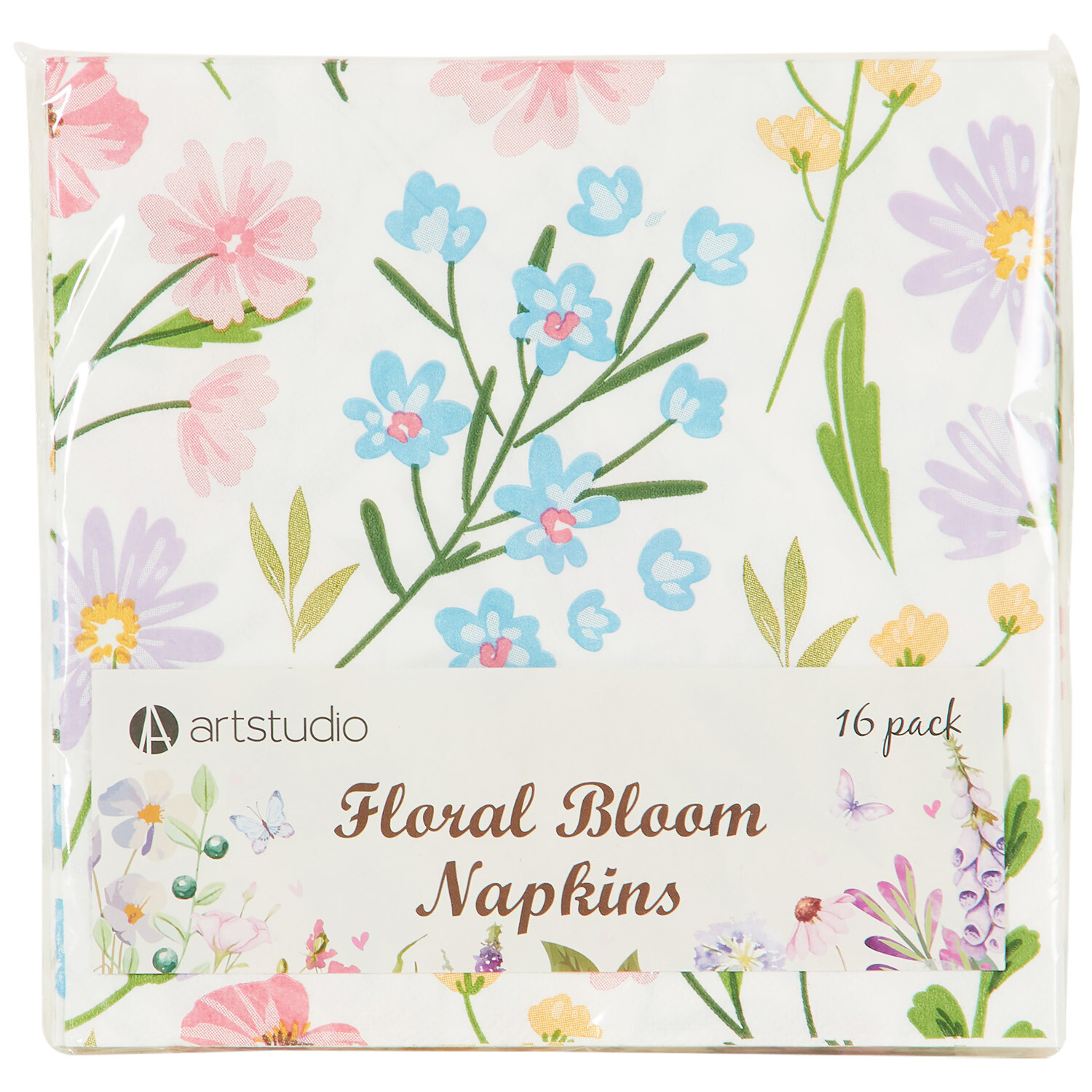 Pack of 16 Floral Bloom Napkins - Multicolour Image 1