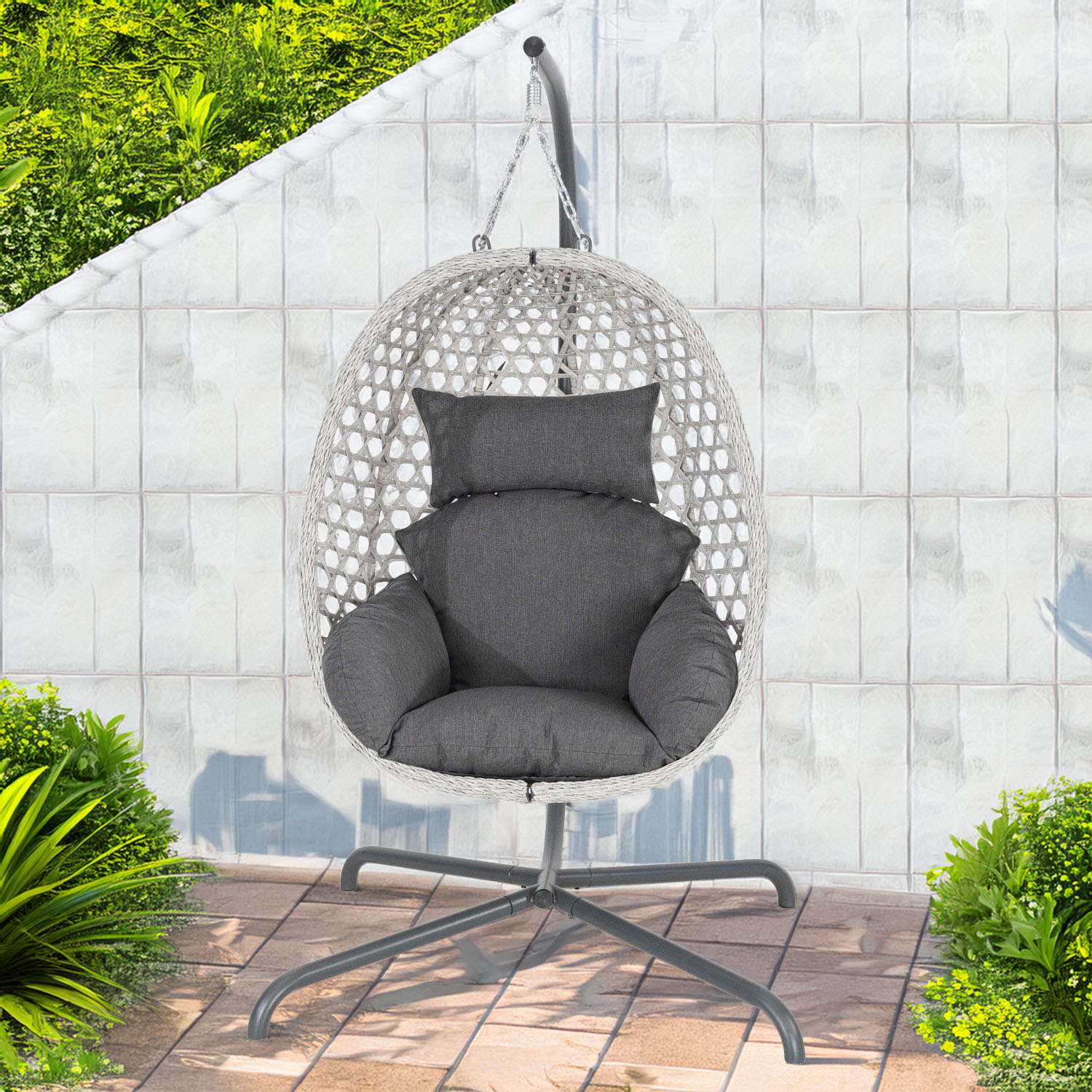 Grey Hanging Egg Chair Image 1