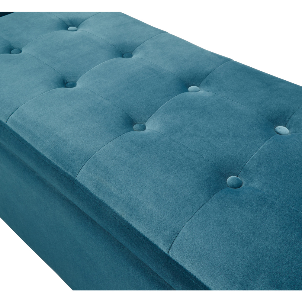 GFW Genoa Teal Blue Upholstered Window Seat With Storage Image 7