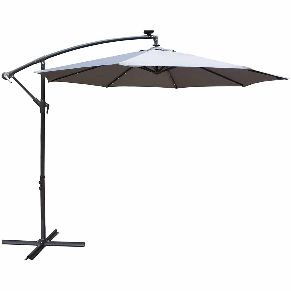 Airwave Hanging Grey Parasol with Solar Powered LED Spotlights 3m Image