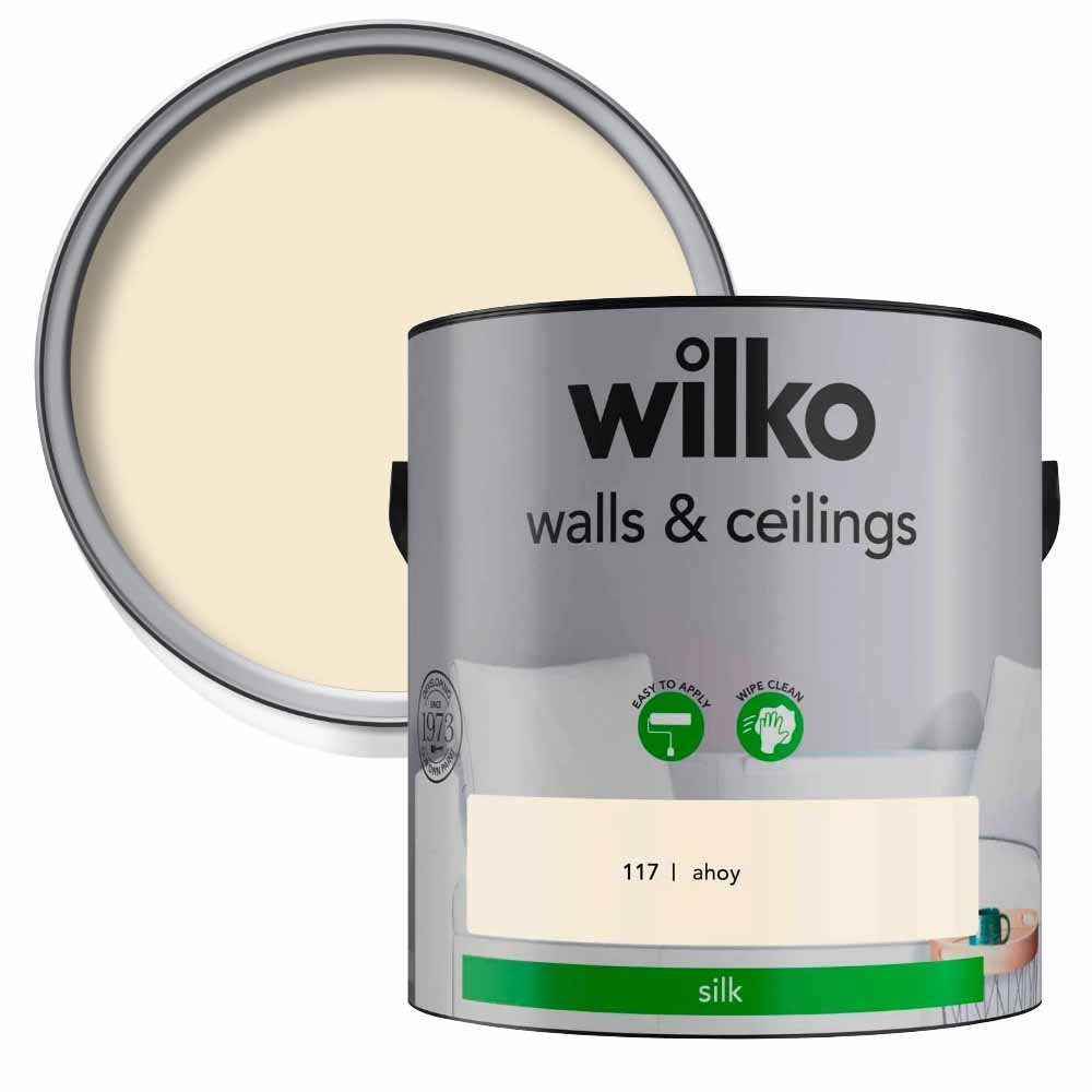 Wilko Walls & Ceilings Ahoy Silk Emulsion Paint 2.5L Image 1