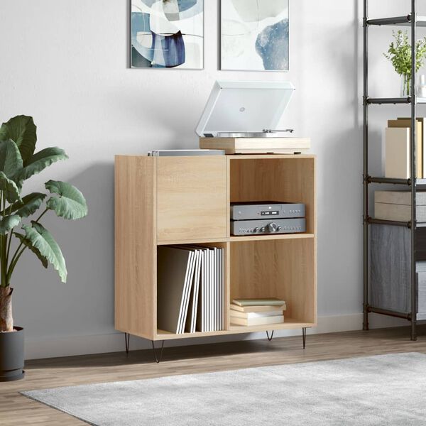 vidaXL 3 Shelf Sonoma Oak Record Cabinet Image 8