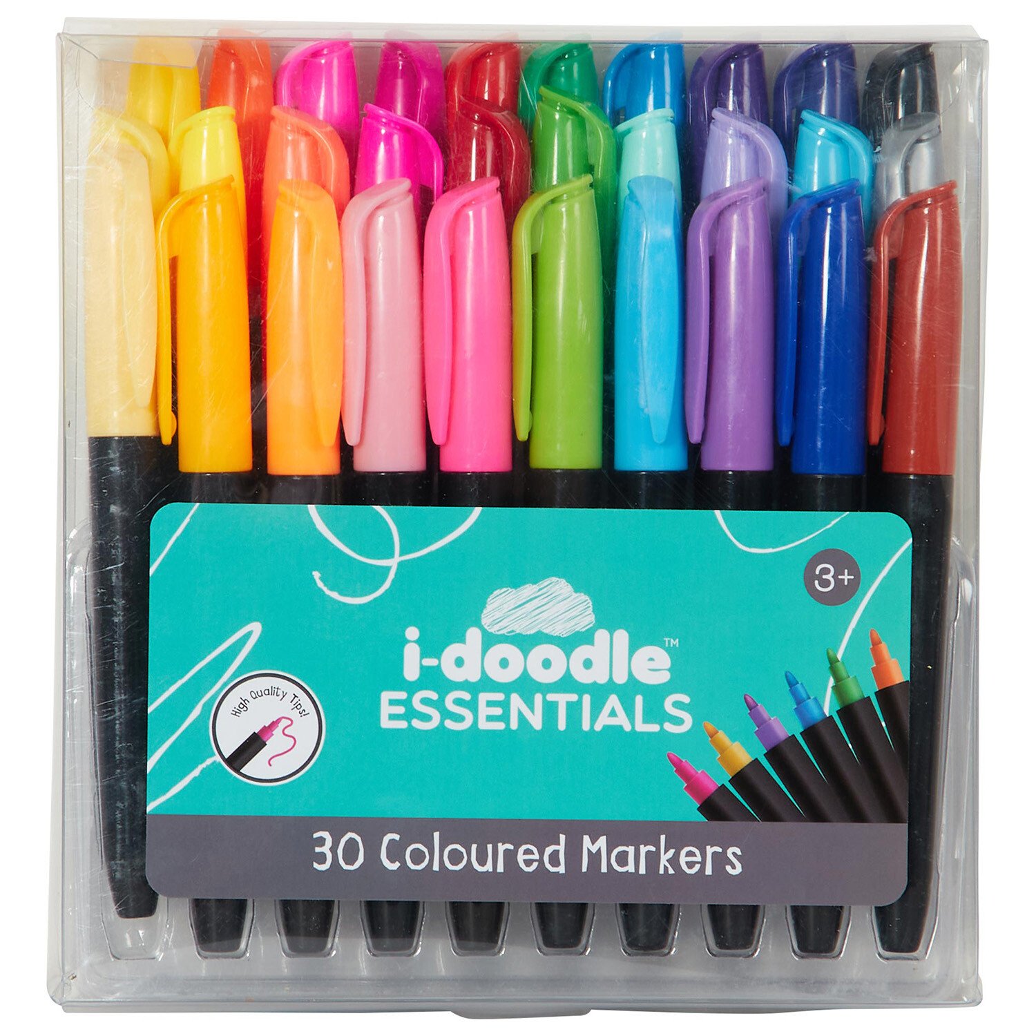 Pack of 30 i-doodle Essentials Coloured Markers Image 1