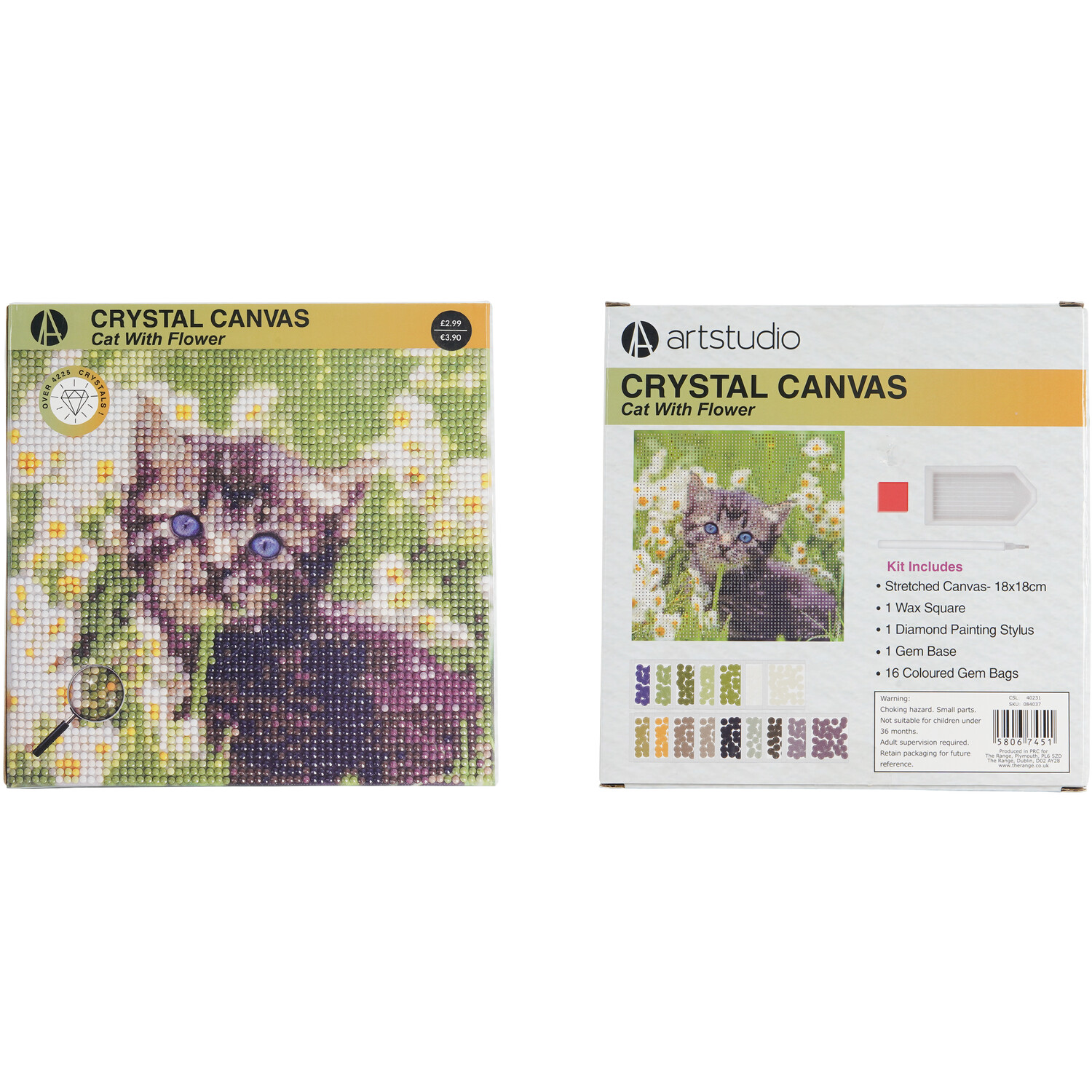 Crystal Canvas Cat or Puppy with Flower Image 5