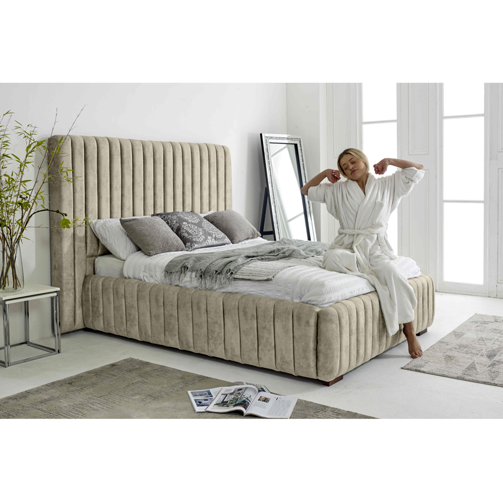 Eleganza The Elite Super King Size Pearl Oakland Fabric Bed Frame with Headboard and Footboard Image 5