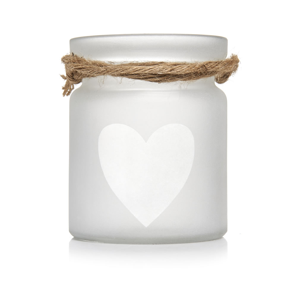 Wilko Heart-Shaped Frosted Glass Lantern Candle Holder Image