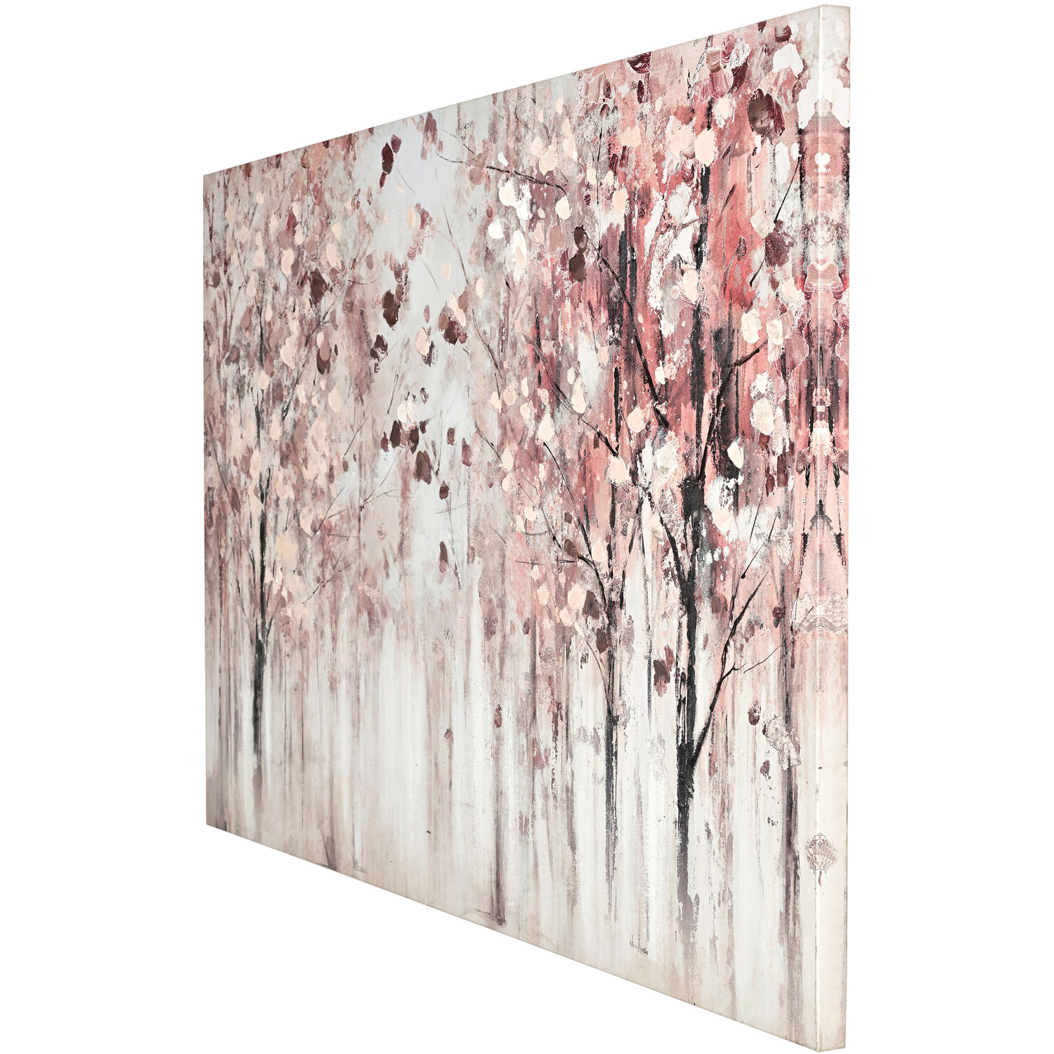 Hand Painted Pink Woodland Canvas 80 x 120cm Image 2