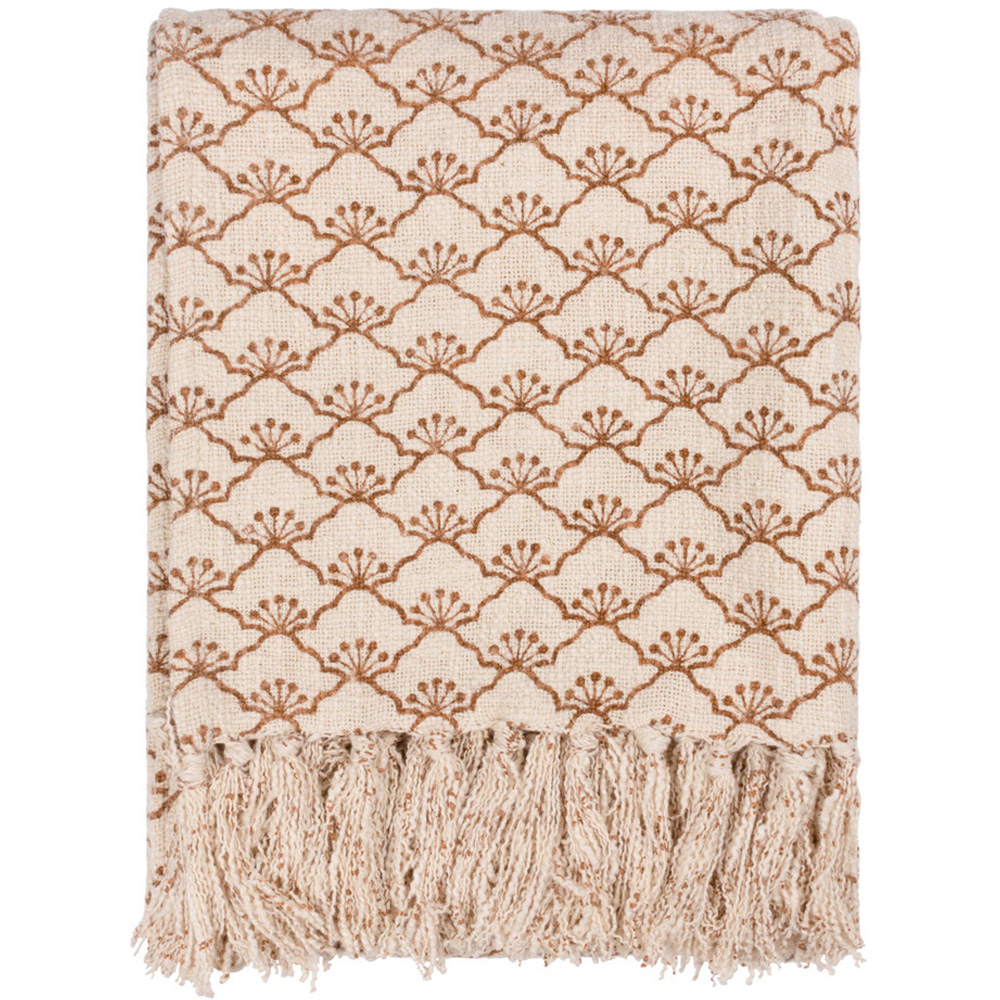 Yard Saku Pecan Blossom Fringed Throw 130 x 170cm Image 1