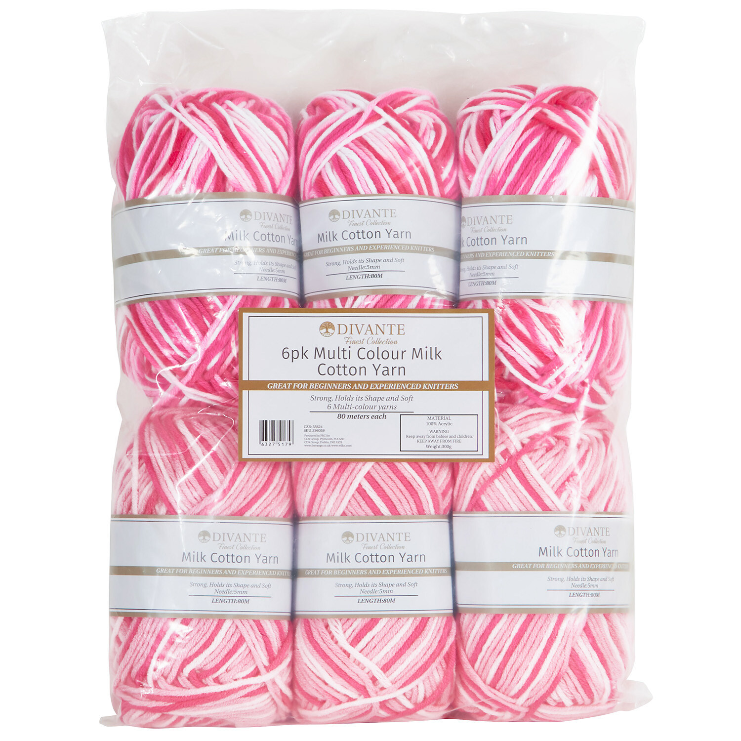 Divante Multicoloured Milk Cotton Yarn 50g 6 Pack Image 1