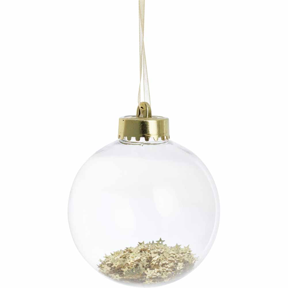 Wilko Luxe Sparkle Encapsulated Gold Star Tree Bauble Image 1