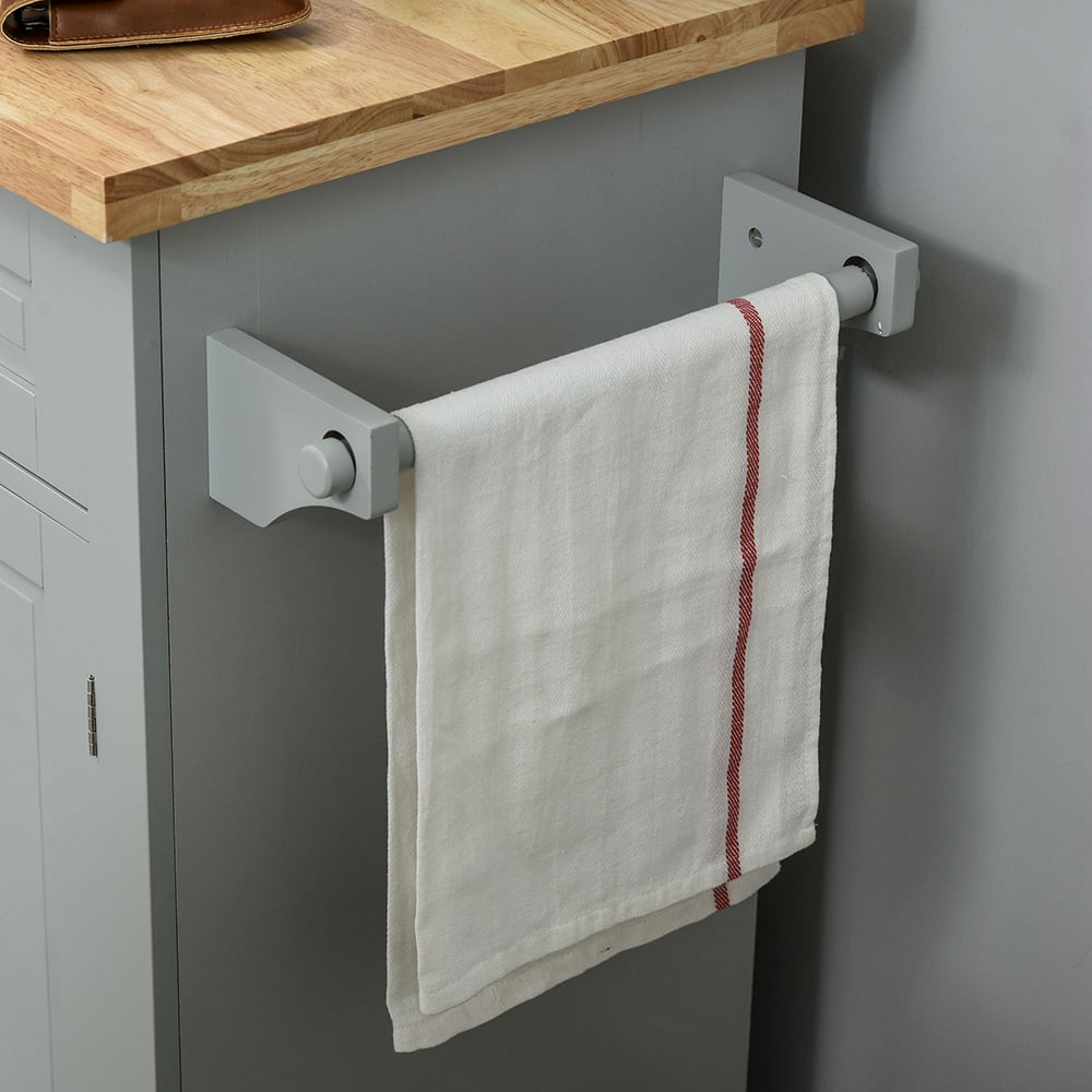 Portland Grey and Rubberwood Island Kitchen Storage Trolley Image 7