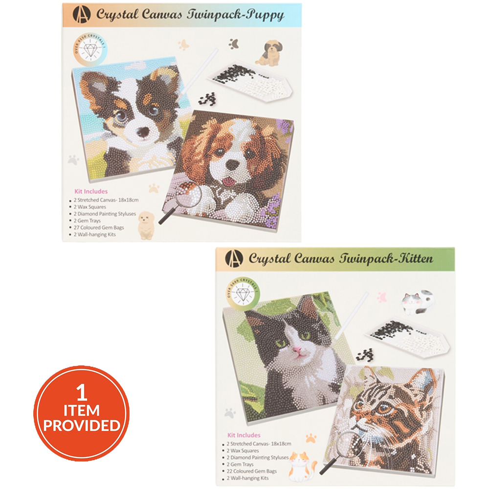 Kitten or Puppy Crystal Canvas Twinpack Image 1