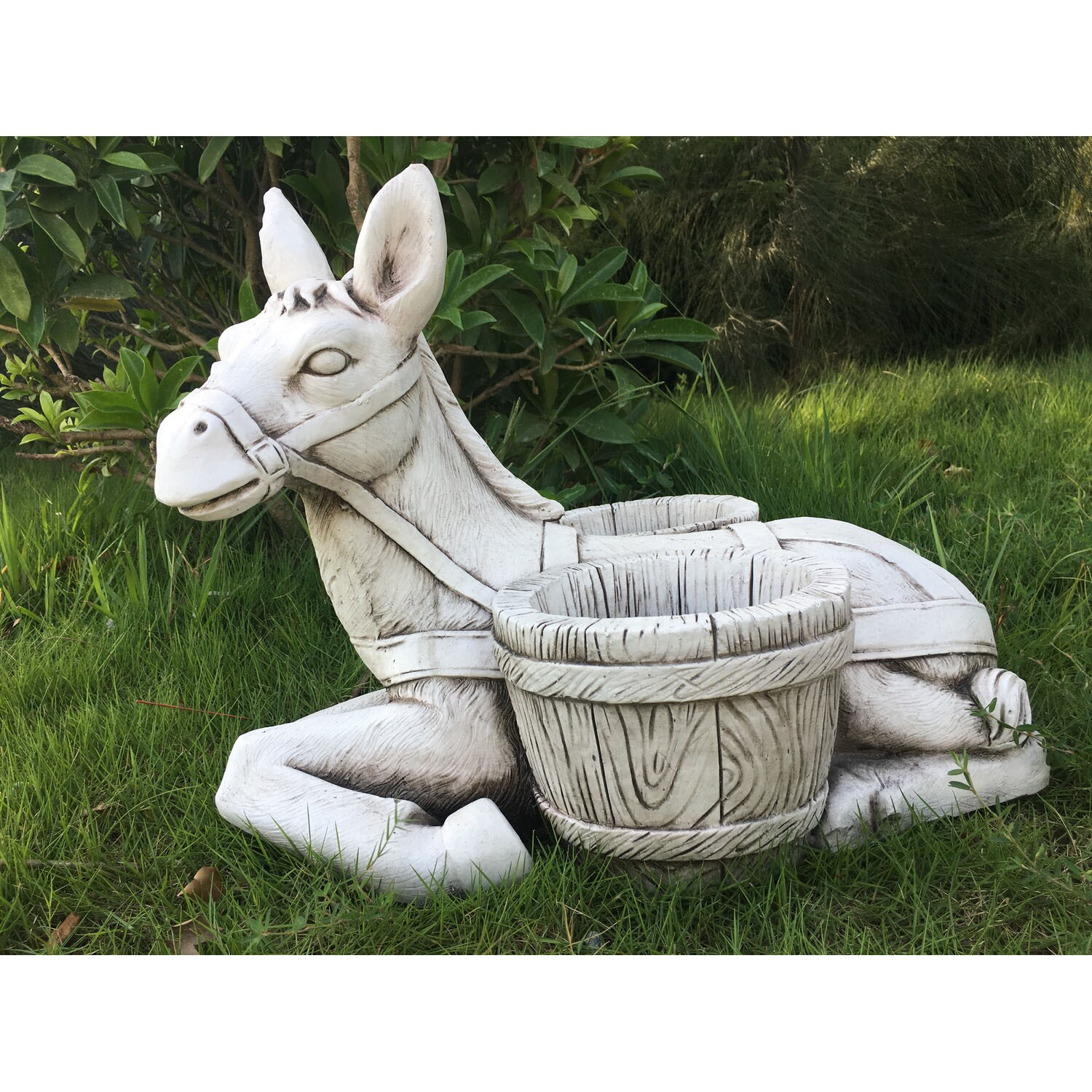 Sitting Donkey Bucket Planters - Stone Image 2