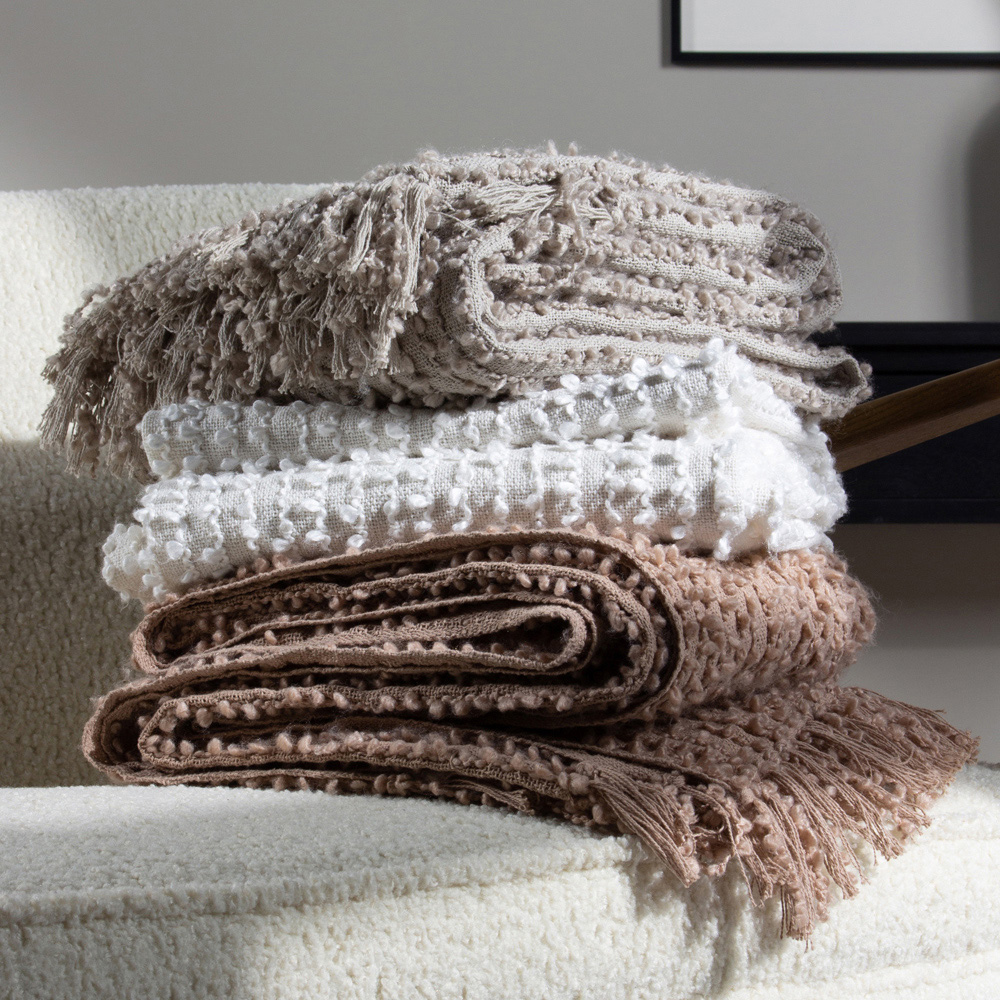 Hoem Arvo Plaster Woven Fringed Throw 130 x 180cm Image 4