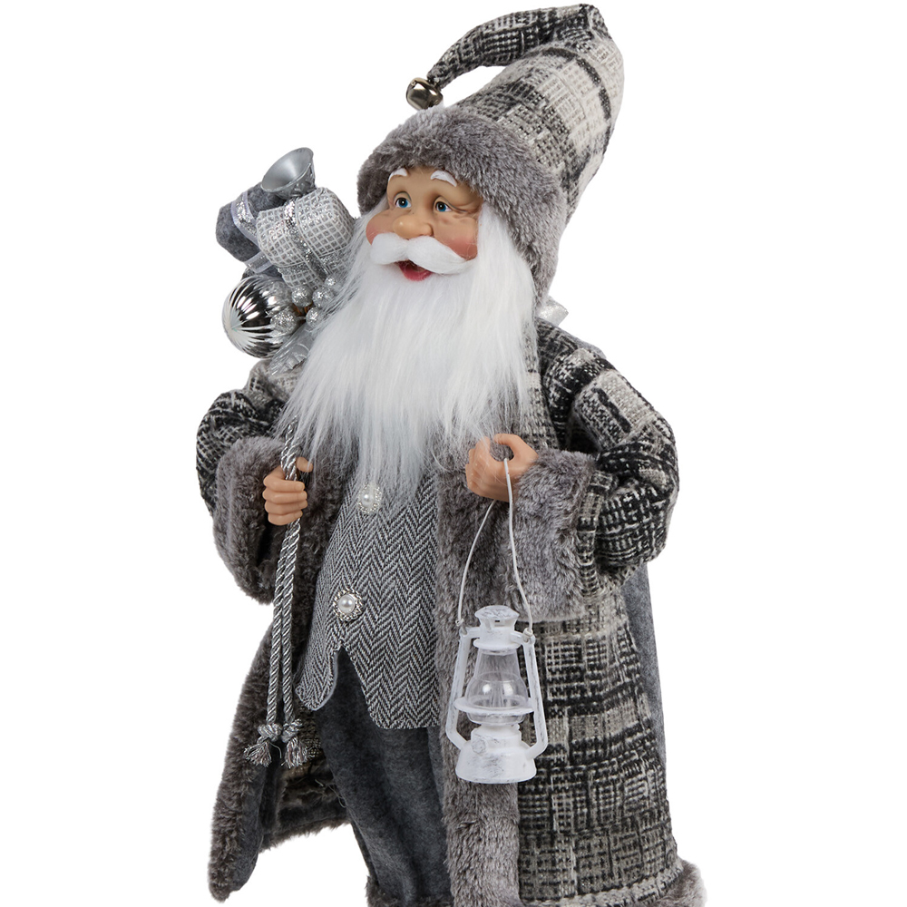 Scandi Standing Santa Decoration Grey Image 8