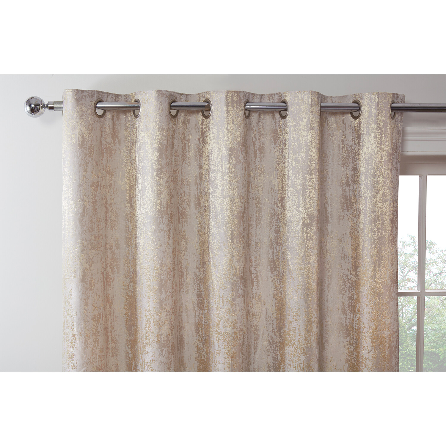 Divante Agadir Champagne Jacquard Eyelet Curtains 168 x 229cm Image 3