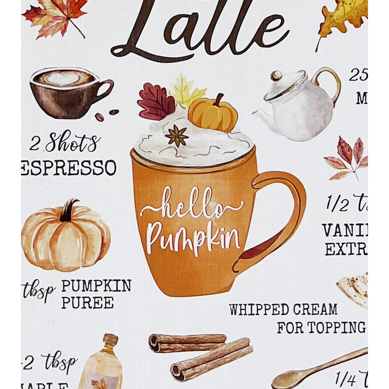 Autumn Recipe Illustrated Plaque - White Image 4
