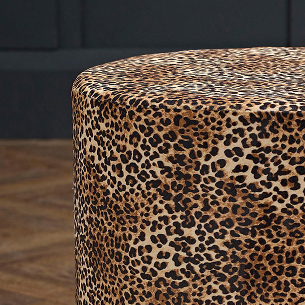 Lara Leopard Print Pouffe Wilko