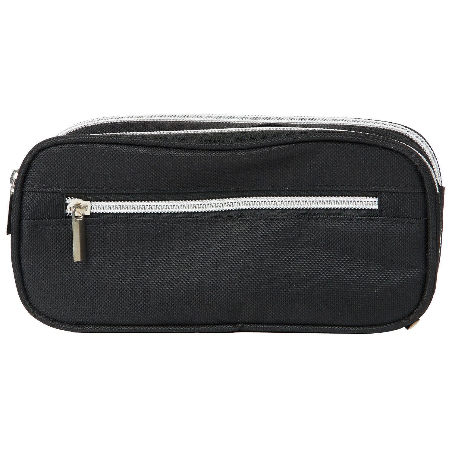 Black and Silver PU Pencil Case - Black and Silver Image 2