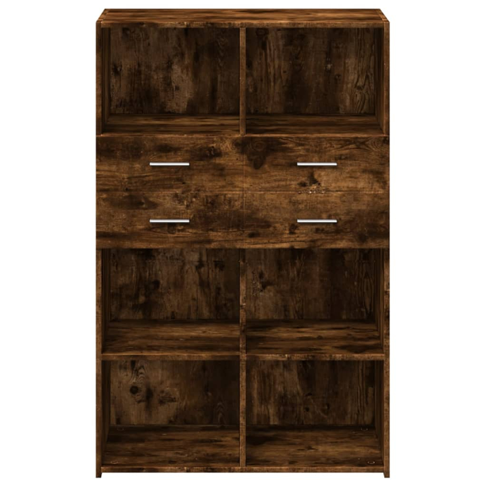 vidaXL 4 Drawer 6 Shelf Smoked Oak Highboard Image 4