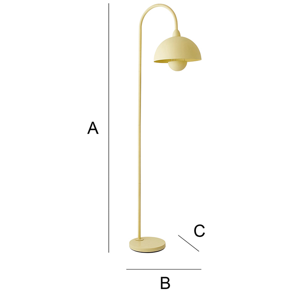 ValueLights Tilly Pastel Lemon Arched Dome Shade Metal LED Floor Lamp Image 8