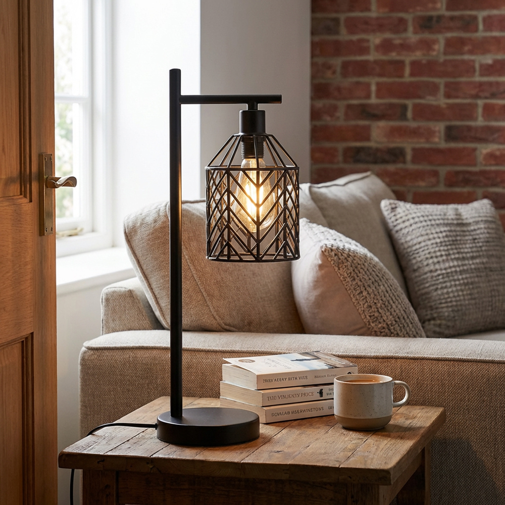 Industrial Weaved Table Lamp Image 4