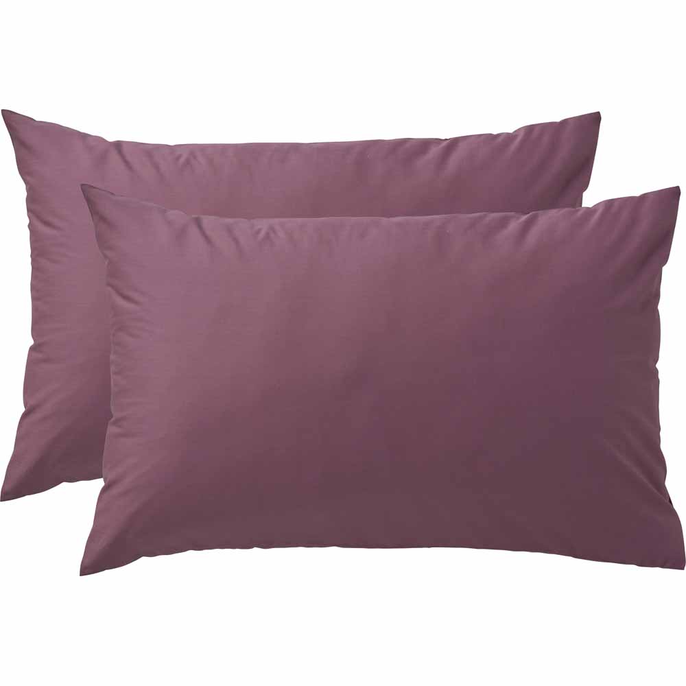 Wilko Mauve Housewife Pillowcases 2 Pack Image 1