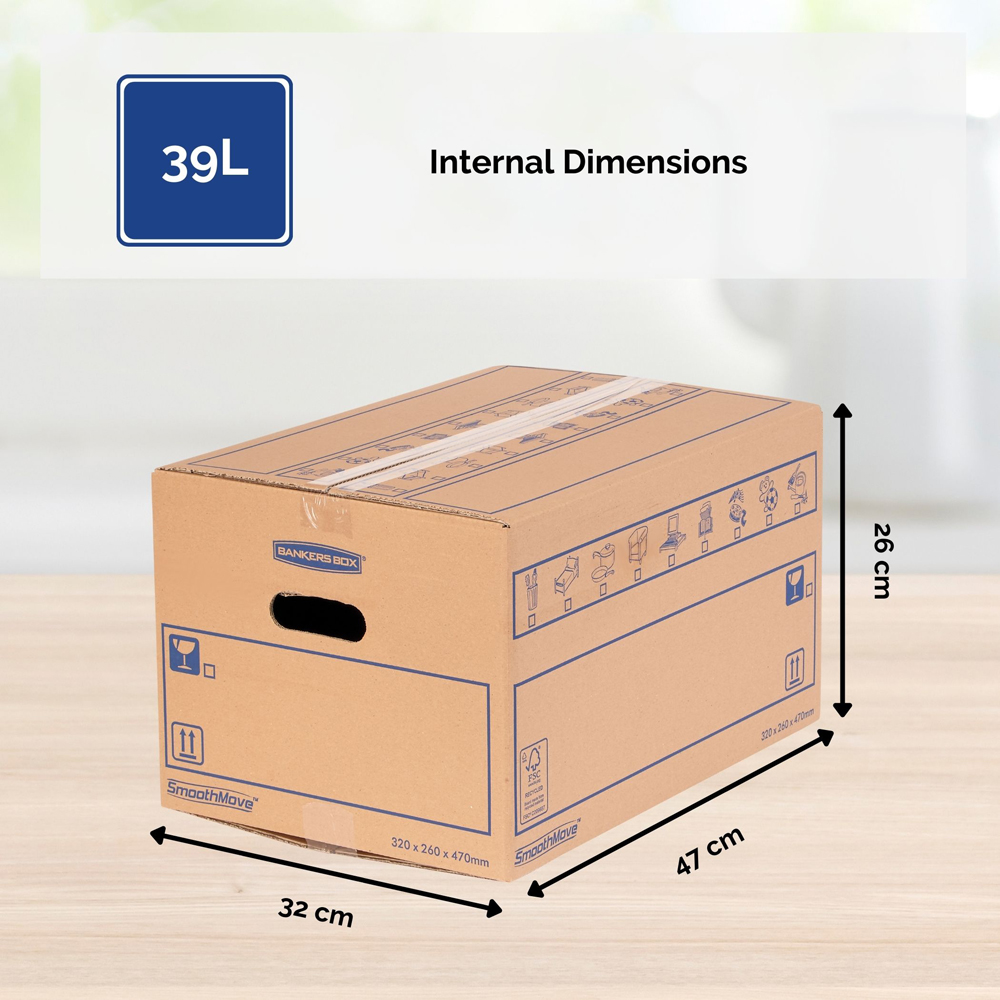 Fellowes SmoothMove 39L C Flute Standard Cardboard Box 15 Pack Image 5