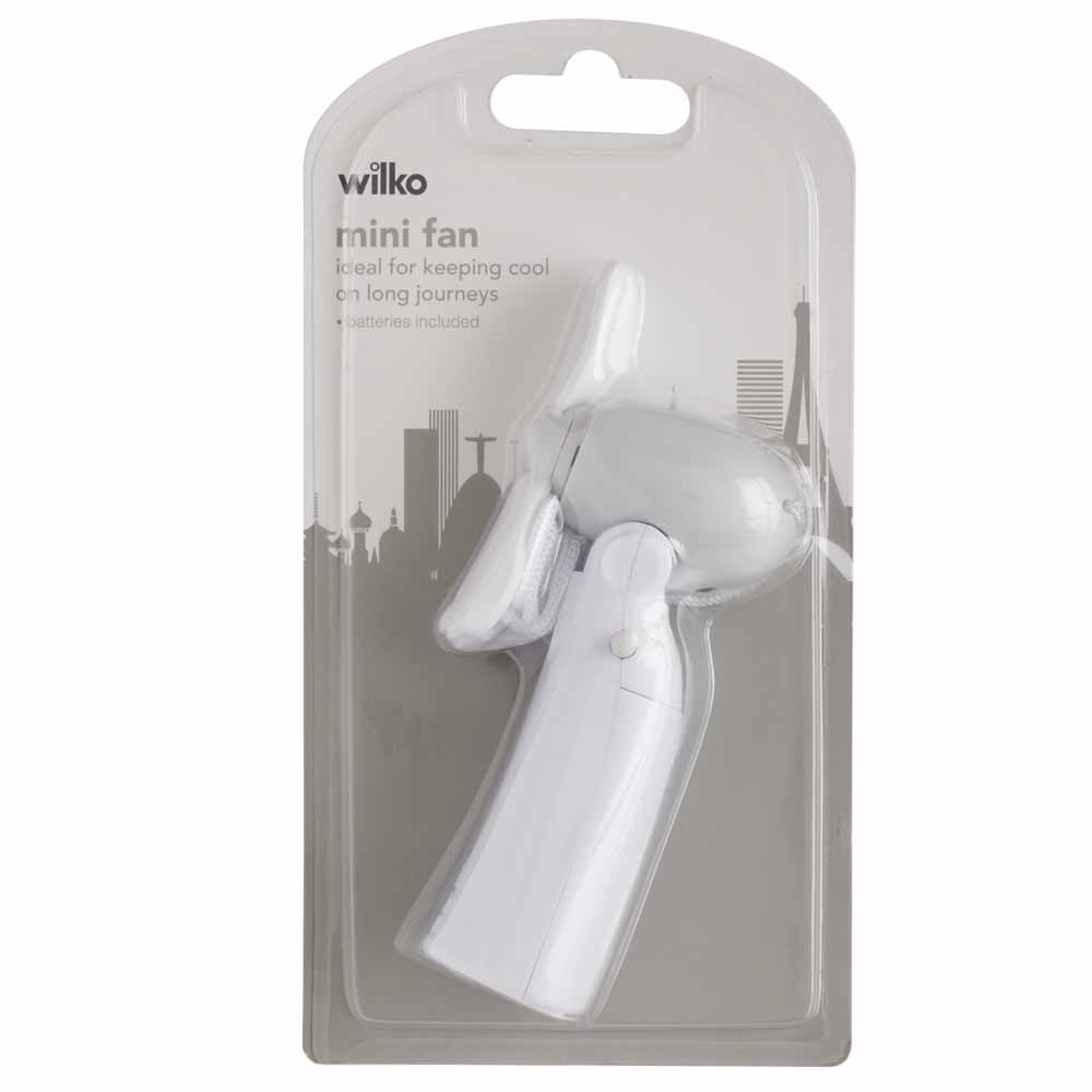Wilko White Mini Handheld Fan Image