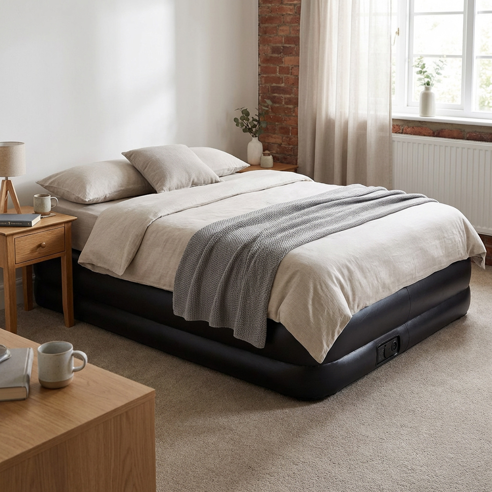 High Raised Queen Size Airbed with Pump Image 6