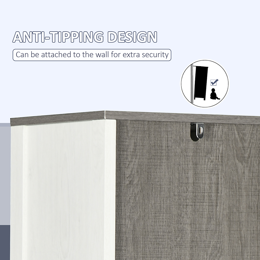 Kleankin White Single Door 3 Shelf Tall Floor Cabinet Image 6