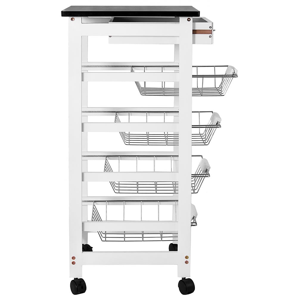 Chef Vida 4 Tier Wooden White Kitchen Trolley Image 4
