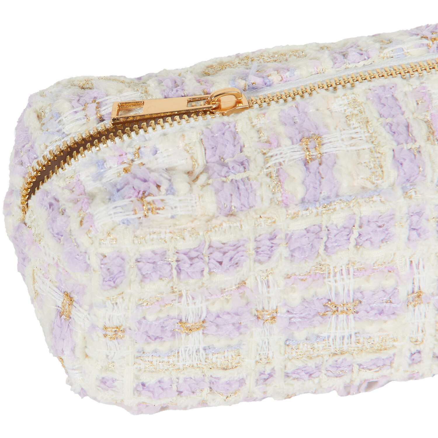Lilac Check Fabric Pencil Case - Purple Image 4