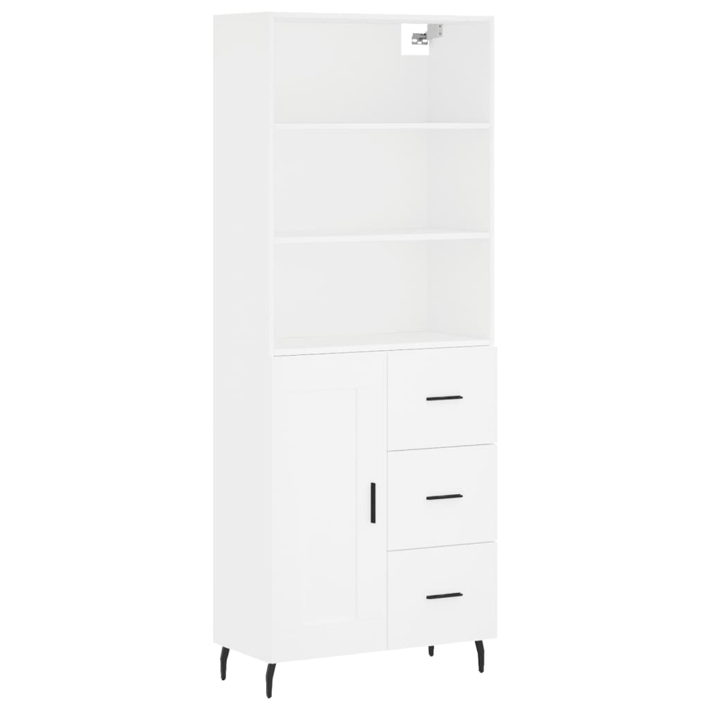 vidaXL Single Door 3 Drawer 3 Shelf White Highboard Image 2