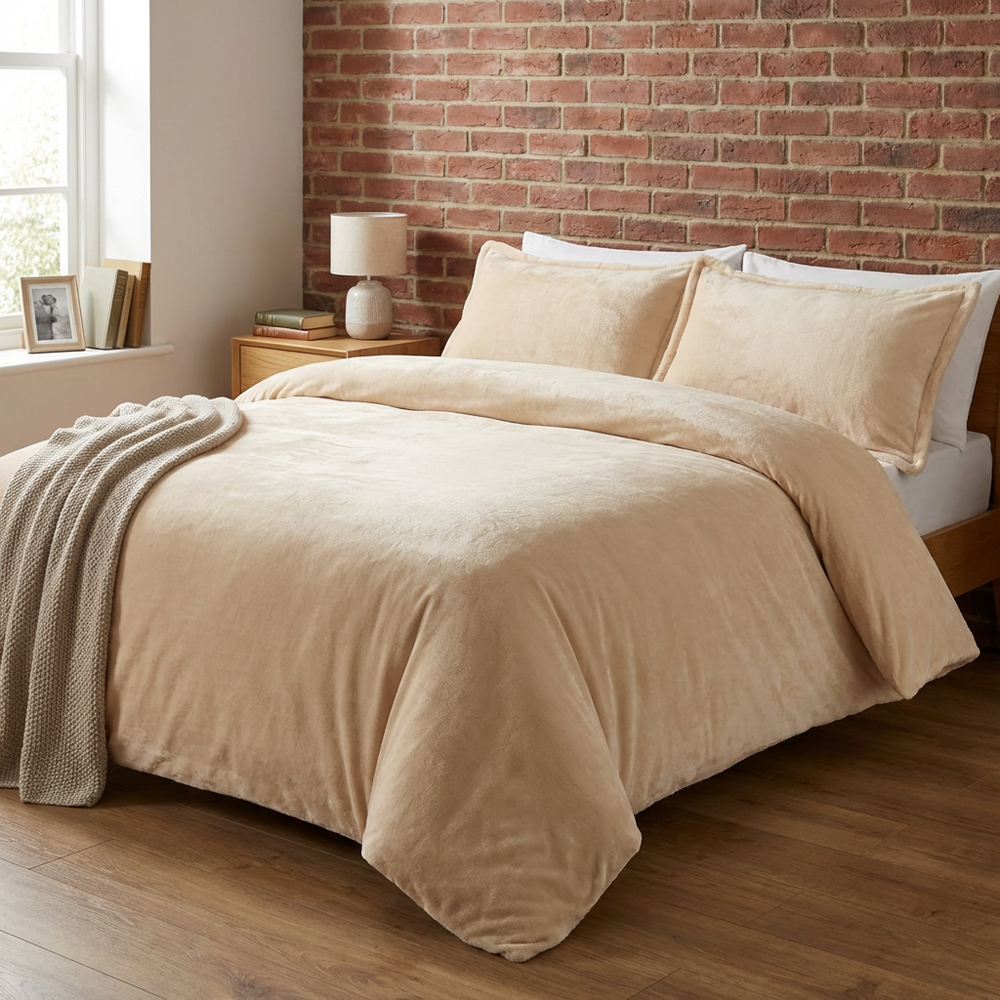 Selena Velvet Duvet Set Natural Superking Image 7