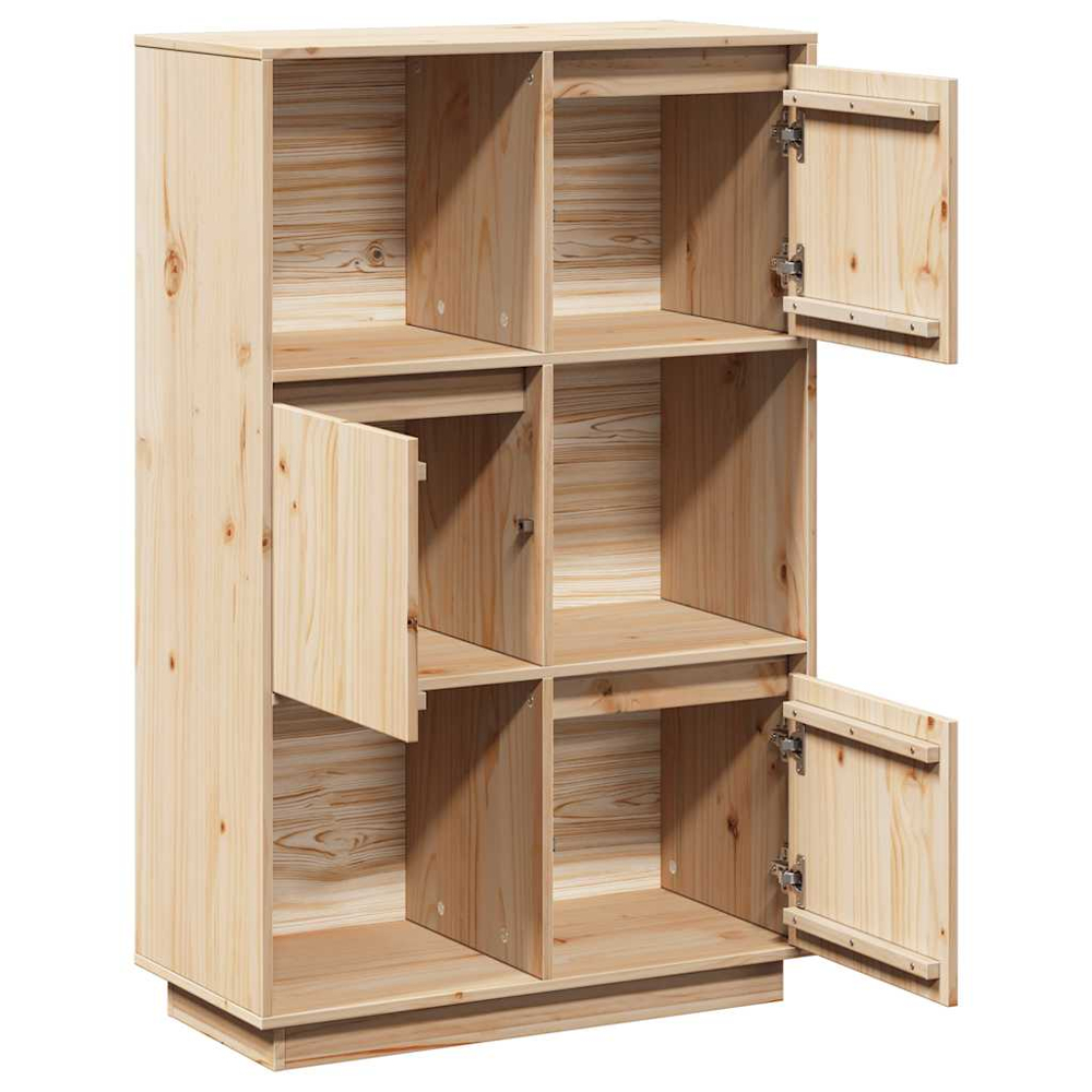 vidaXL 3 Door 3 Shelf Natural Solid Pine Wood Highboard Image 6