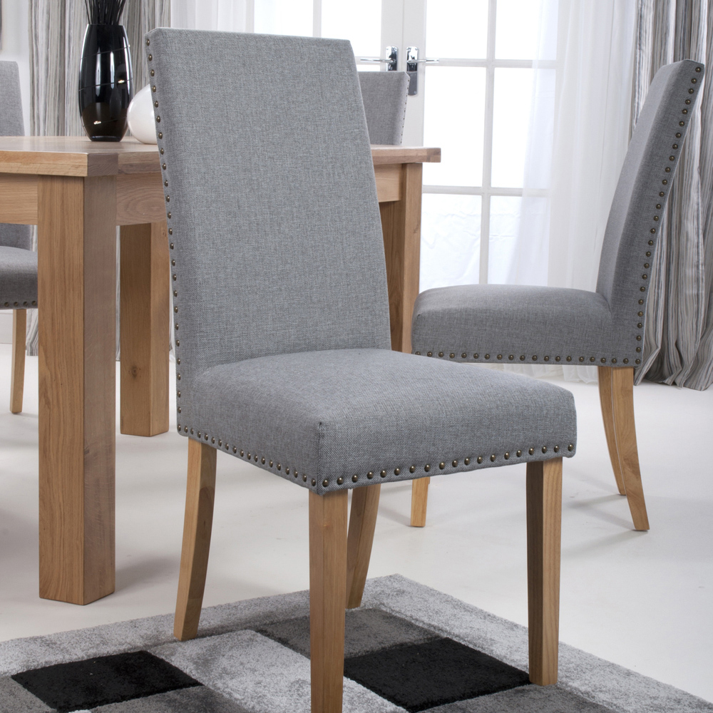 Randall Set of 2 Silver Grey Linen Effect Dining Chair Image 1