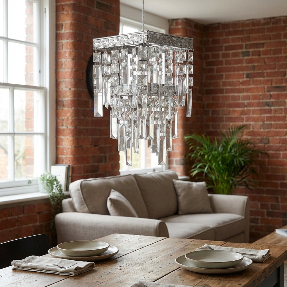 Clear 2 Tier Square Pendant Light Image 6
