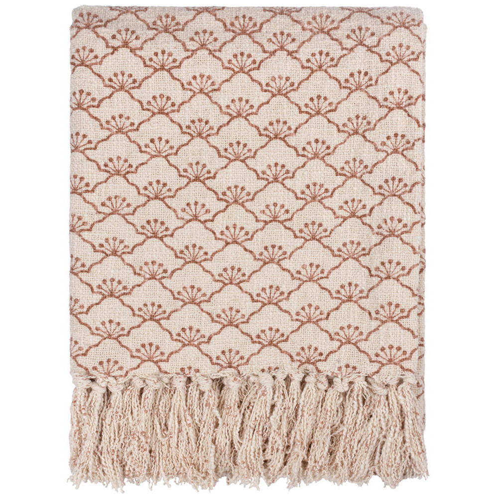 Yard Saku Kilm Red Blossom Fringed Throw 130 x 170cm Image 1