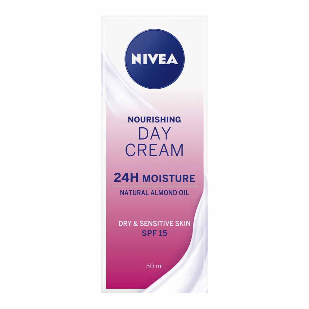 Nivea Moisturiser Day Cream for Dry and Sensitive Skin SPF15 50ml Image 1