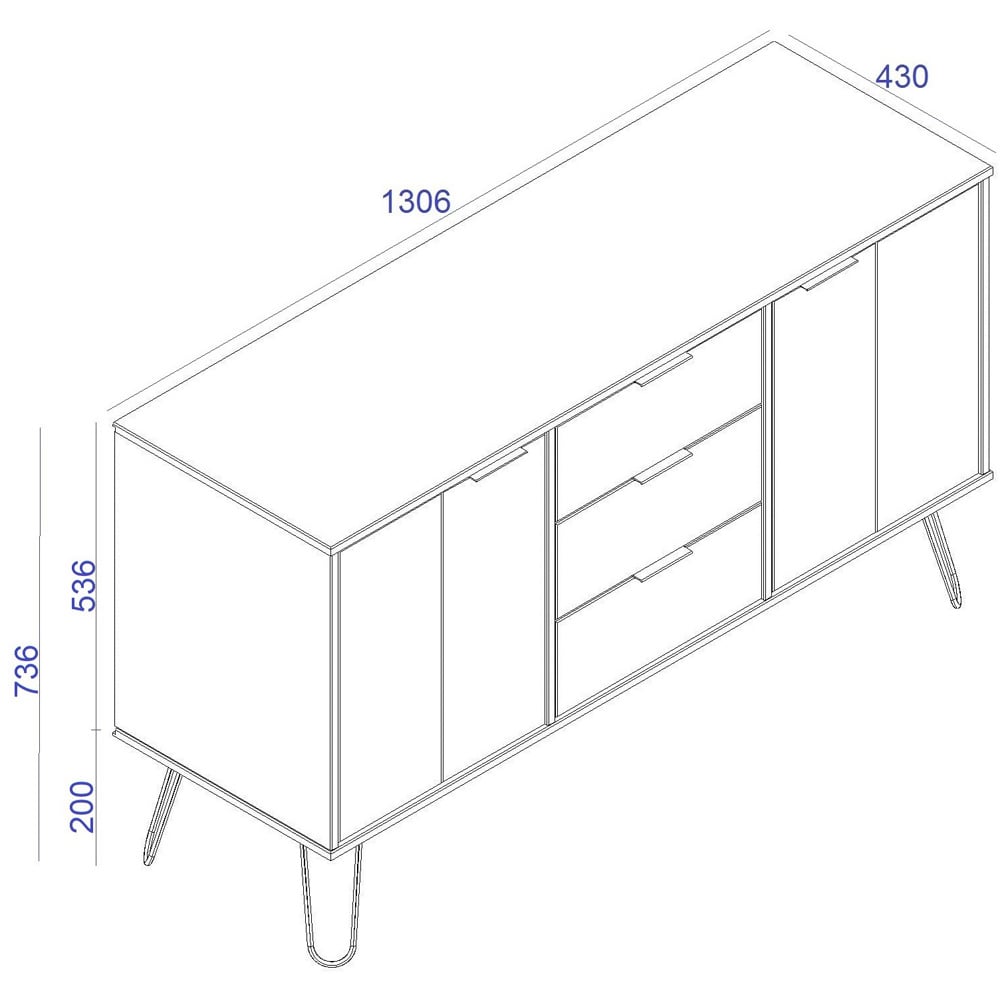 Augusta 2 Door 3 Drawer Grey Medium Sideboard Image 8