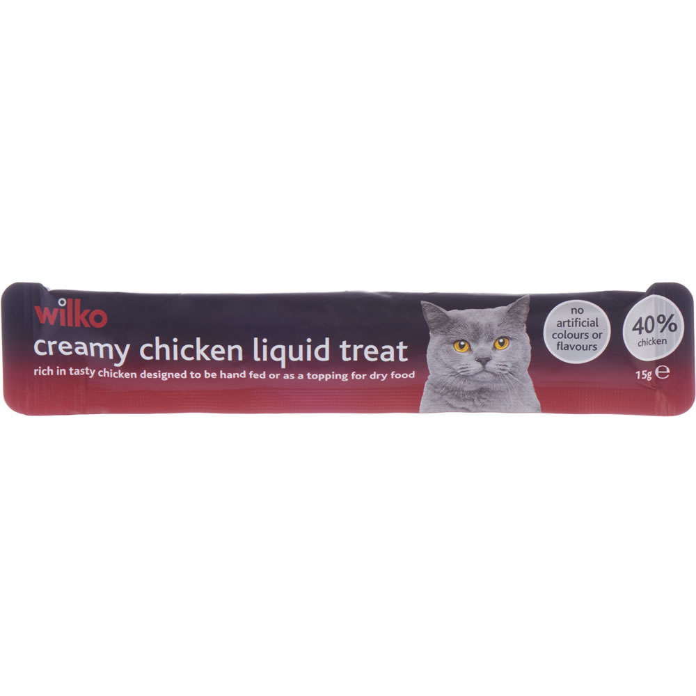 Wilko Creamy Chicken Liquid Cat Treat 5 x 15g Image 2