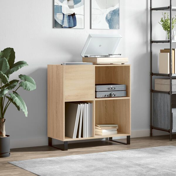 vidaXL 3 Shelf Sonoma Oak Record Cabinet Image 8
