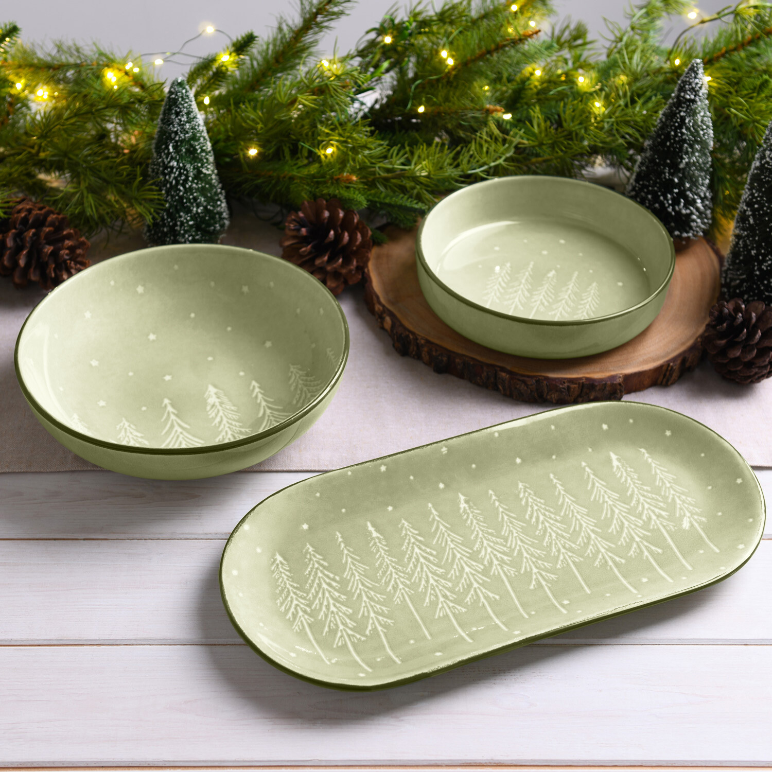 Nordic Tree Large Serving Bowl Sage Image 2
