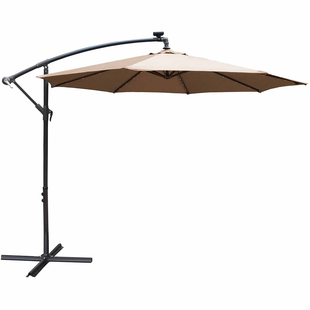 Airwave Hanging Beige Parasol with Solar Powered LED Spotlights 3m Image