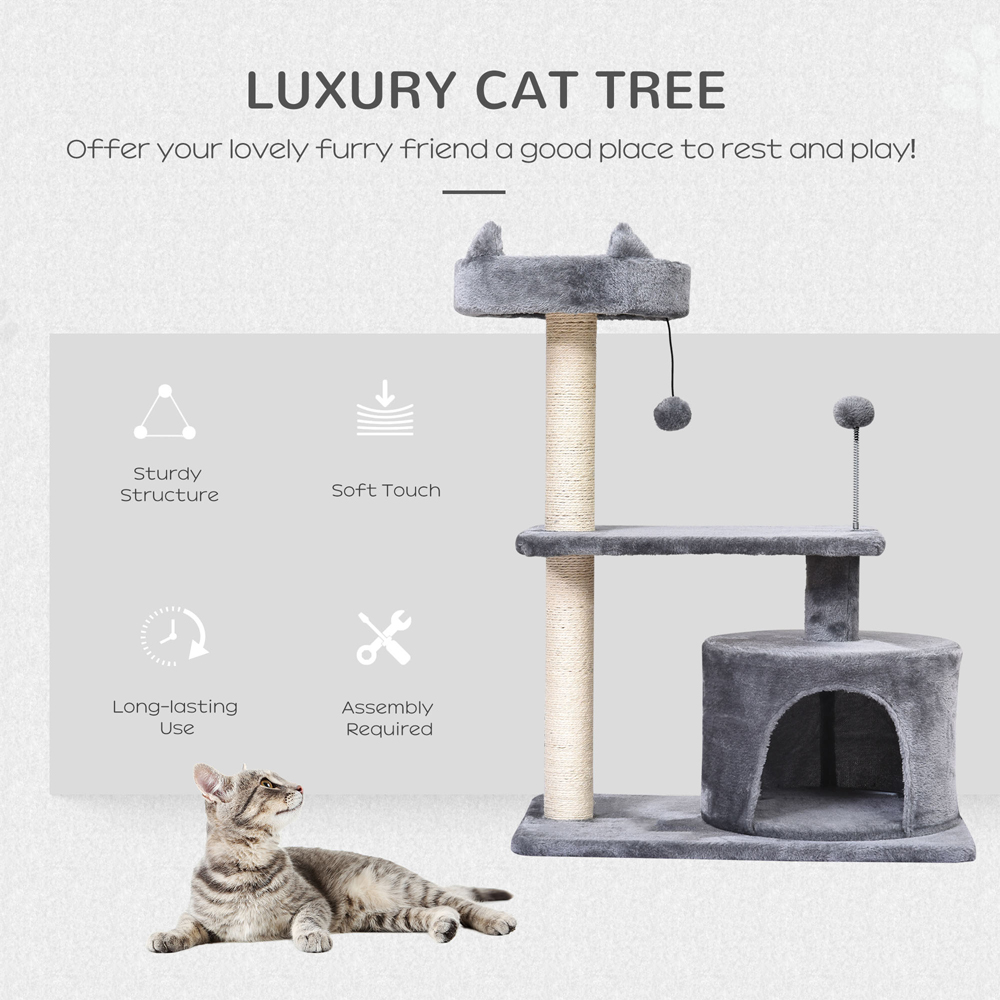 PawHut 81cm Grey Cat Activity Tree Image 4