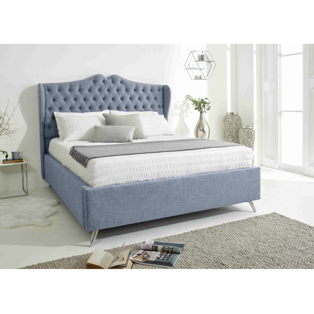 Eleganza Vanessa King Size Dawn Grampian Fabric Bed Frame with Headboard Image 9